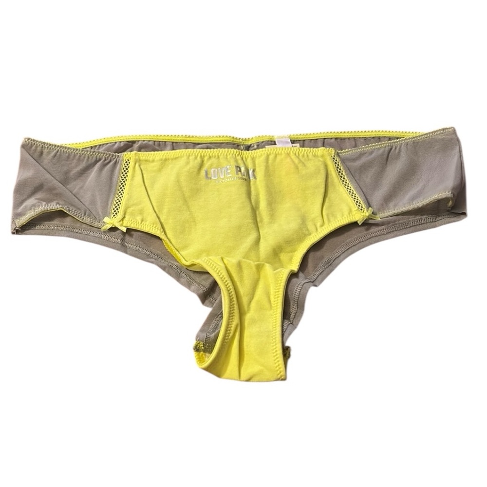 PINK by Victoria's Secret Extra- Low-Rise Hipster Panties -Neon Yellow&Grey Mesh